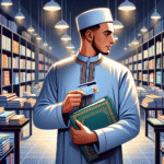 Illustrasjon av en student i Algerie som bruker kredittkort for bøker og studiemateriell